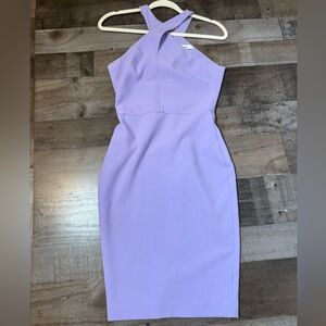 Likely Lavender Halter Dress Size 2 Bodycon Midi Wedding Guest Spring Bridesmaid